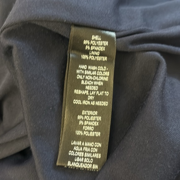 Jessica Howard Ruffled V Neck Navy 
Scuba Gown Size 4P - Picture 13 of 14